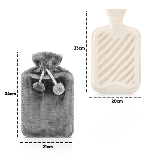 SoftWarmer™ Luxury Fluffy Hot Water Bottle (2L) - Grey