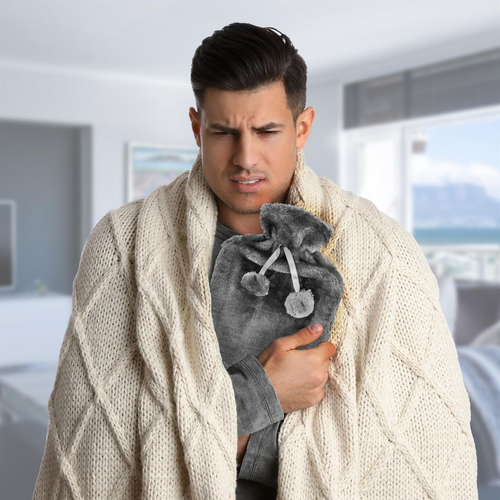 SoftWarmer™ Luxury Fluffy Hot Water Bottle (2L) - Grey